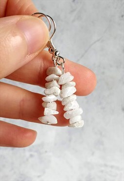 Handmade Snow Quartz Gemstone Drop Earrings