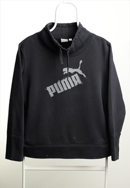 Vintage Puma Shawl Neck Sweatshirt Black Unisex Size M
