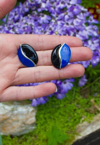 80'S BLACK & BLUE EARRINGS