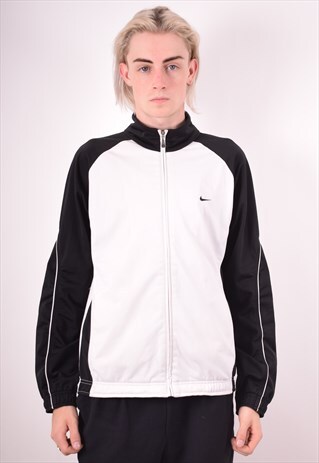 NIKE MENS VINTAGE TRACKSUIT TOP JACKET MEDIUM WHITE 90S