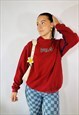 VINTAGE 90S FILA SIZE XL EMBROIDERED HOODIE IN RED