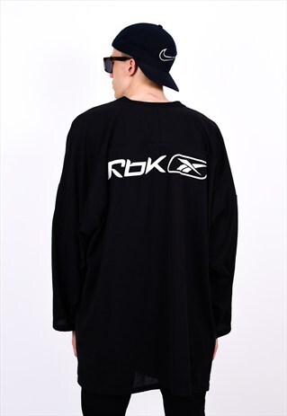 VINTAGE 90S BLACK REEBOK OVERSIZED HOCKEY SHIRT