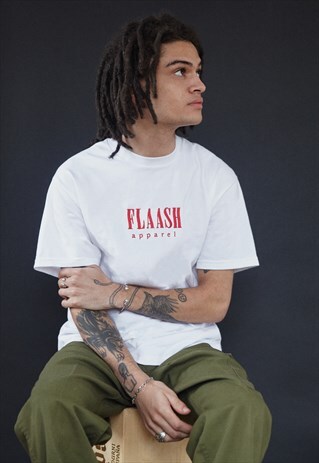 SHORT SLEEVE T-SHIRT IN WHITE WITH EMBROIDERED LOGO