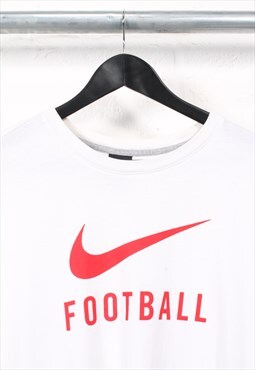 Vintage Nike T-Shirt in White Crewneck Football Tee XL