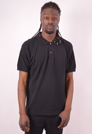 LOTTO MENS VINTAGE POLO SHIRT XL BLACK 90S