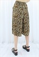 80S VINTAGE BROWN & BEIGE ANIMAL PRINT CULOTTES TROUSERS 
