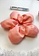 PEACH SATIN OVERSIZE  FLOWER SCRUNCHIE