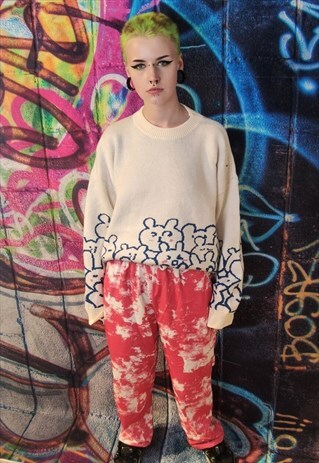 TIE-DYE JOGGERS ACID WASH PANTS GRADIENT OVERALLS IN PINK