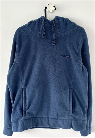 Vintage weird fish blue fleece hoodie small 