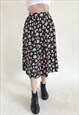 VINTAGE 80S HIGH WAIST FLORAL ALLOVER BOW TIE BACK SKIRT XS