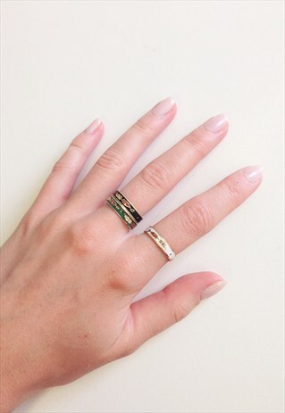 1970S VINTAGE CLOISONNE ENAMEL RING SET