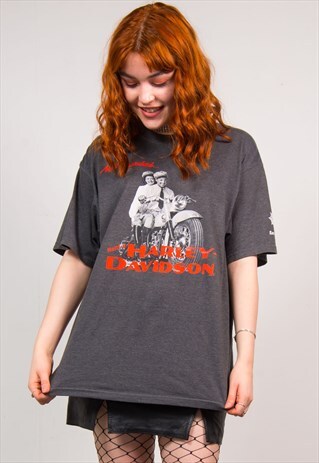 HARLEY-DAVIDSON VINTAGE 90'S GREY MOTORCYCLE T-SHIRT