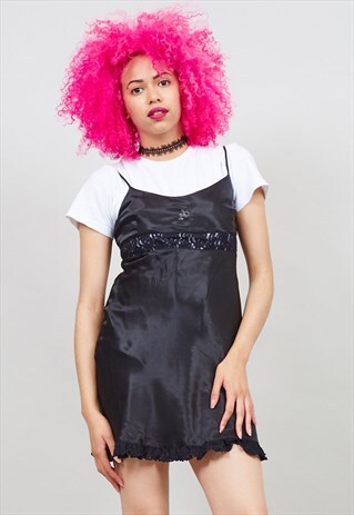 VINTAGE ROCCOBAROCCO BLACK SLIP DRESS