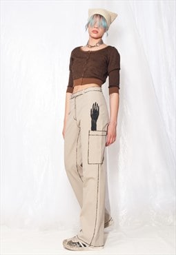 Reworked Vintage Cargo Trousers Y2K Hand Painted Pants