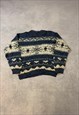 VINTAGE KNITTED JUMPER ABSTRACT PATTERNED KNIT SWEATER