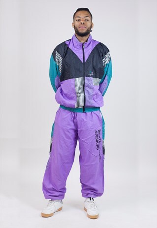 VINTAGE 90'S PATTERNED MULTI-COLOUR SHELL TRACKSUIT