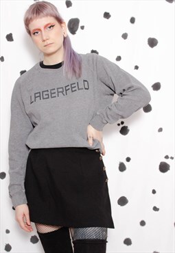 90s designer y2k vintage Karl Lagerfeld grey cotton sweater