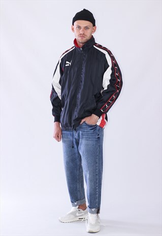 VINTAGE MENS PUMA STRIPES LIGHTWEIGHT JACKET