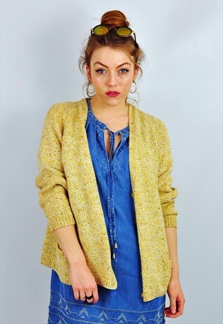 VINTAGE '80S YELLOW KNIT CARDIGAN