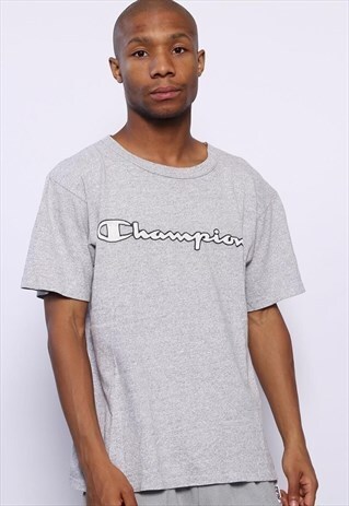 VINTAGE CHAMPION BIG LOGO SPELLOUT T-SHIRT GREY