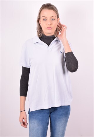 RALPH LAUREN WOMENS VINTAGE POLO SHIRT LARGE BLUE 90S