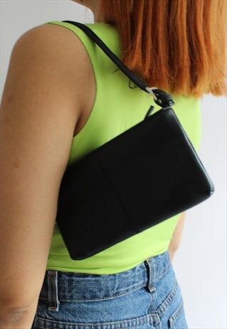 BLACK LEATHER CUTE MINI BAG Y2K STYLE