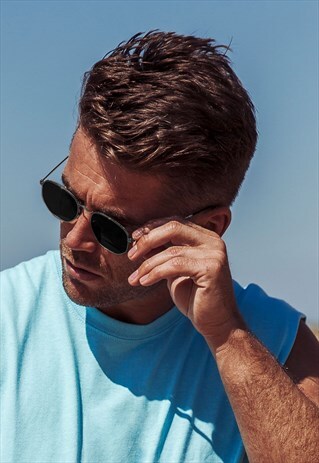 RETRO FRAME ROUND SUNGLASSES SHADES - BLACK/BLACK