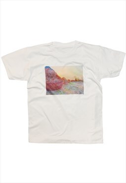 Claude Monet Haystack T-Shirt Vintage Art Sunset