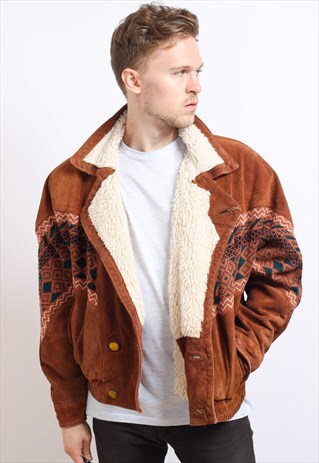 VINTAGE AZTEC NAVAJO FLEECE LINED JACKET