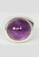 NATURAL AMETHYST CABOCHON SIGNET STATEMENT SOLID RING 925 