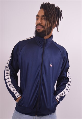 KAPPA MENS VINTAGE TRACKSUIT TOP JACKET SMALL NAVY BLUE 90S