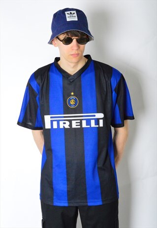 VINTAGE 90S STRIPED INTER MILAN FOOTBALL SPORTS SHIRT