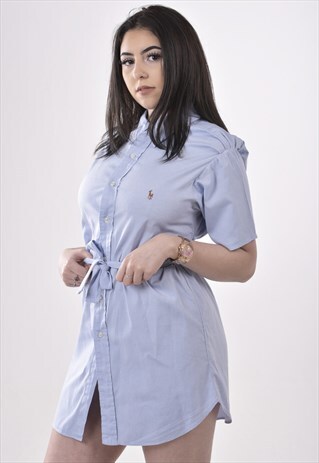 REWORKED RALPH LAUREN LIGHT BLUE SHIRT DRESS