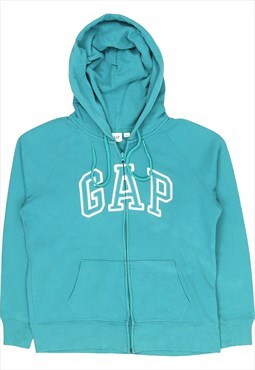 Vintage 90's Gap Hoodie Spellout Zip Up Turquoise Blue