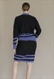 VINTAGE 80S OFFICE LONG SLEEVE HIGH NECK WOMEN SKIRT SUIT M
