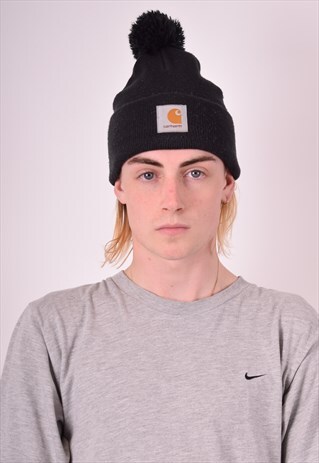 CARHARTT MENS VINTAGE BEANIE HAT ONE SIZE BLACK 90S