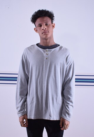 GREY TIMBERLAND EMBROIDERED LONG SLEEVED T-SHIRT
