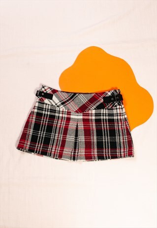 VINTAGE SKIRT Y2K PREPPY PLEATED PUNK MINI IN RED PLAID