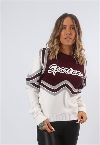 CHEERLEADER KNITTED JUMPER SWEATER SPORTSWEAR UK 10 (6DK)