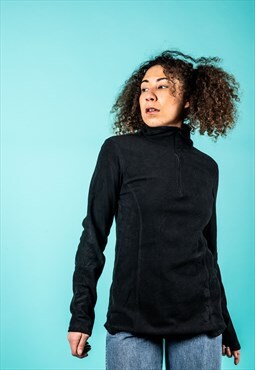 Vintage Fleece Jacket in Black with 1/4 Zip
