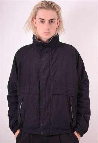 NAUTICA MENS VINTAGE JACKET MEDIUM BLACK 90S