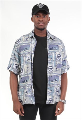 VINTAGE ABSTRACT CRAZY PRINT SHIRT
