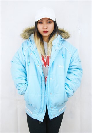 PADDED LADIES PUFFER COAT (1990'S/BLUE)