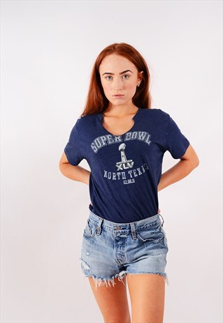 VINTAGE NFL SUPERBOWL XLV V-NECK TEE NAVY