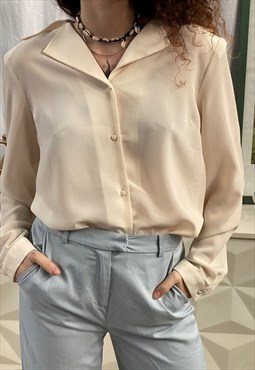 Vintage 80s Ivory  minimalist blouse top shirt