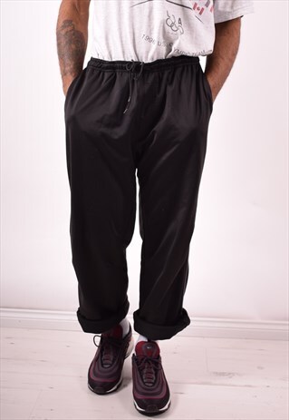 REEBOK MENS VINTAGE TRACKSUIT TROUSERS XL BLACK 90S