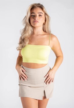 Yellow Spaghetti Strap Crop Top