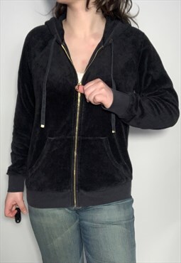 Juicy Couture velour hoodie top vintage y2k with a J zip 