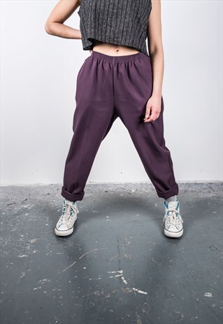 VINTAGE 1990S PURPLE HIGH-WAISTED TROUSERS
