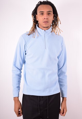 KAPPA MENS VINTAGE FLEECE JUMPER MEDIUM BLUE 90S